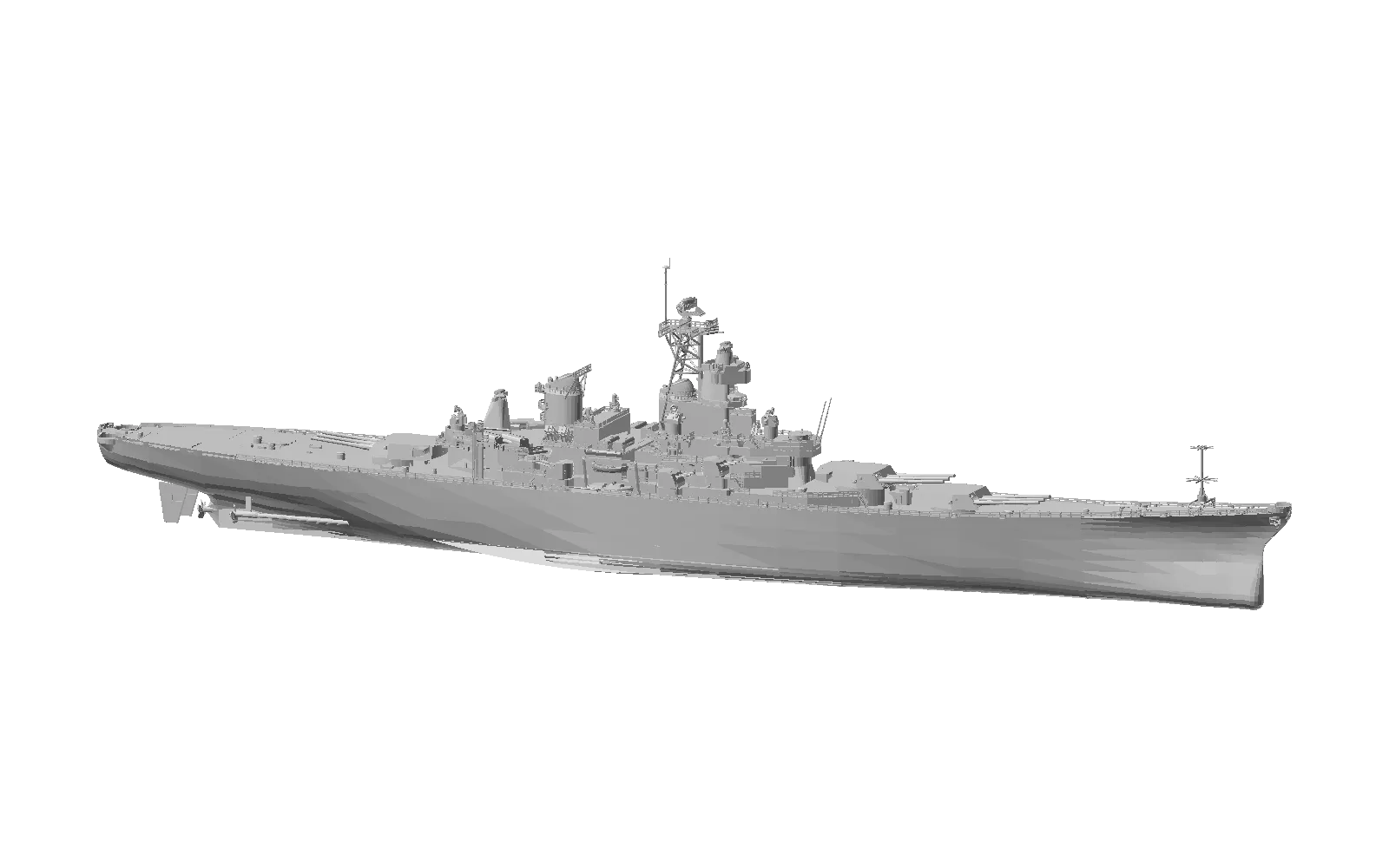 A 3D render of the battleship USS Iowa